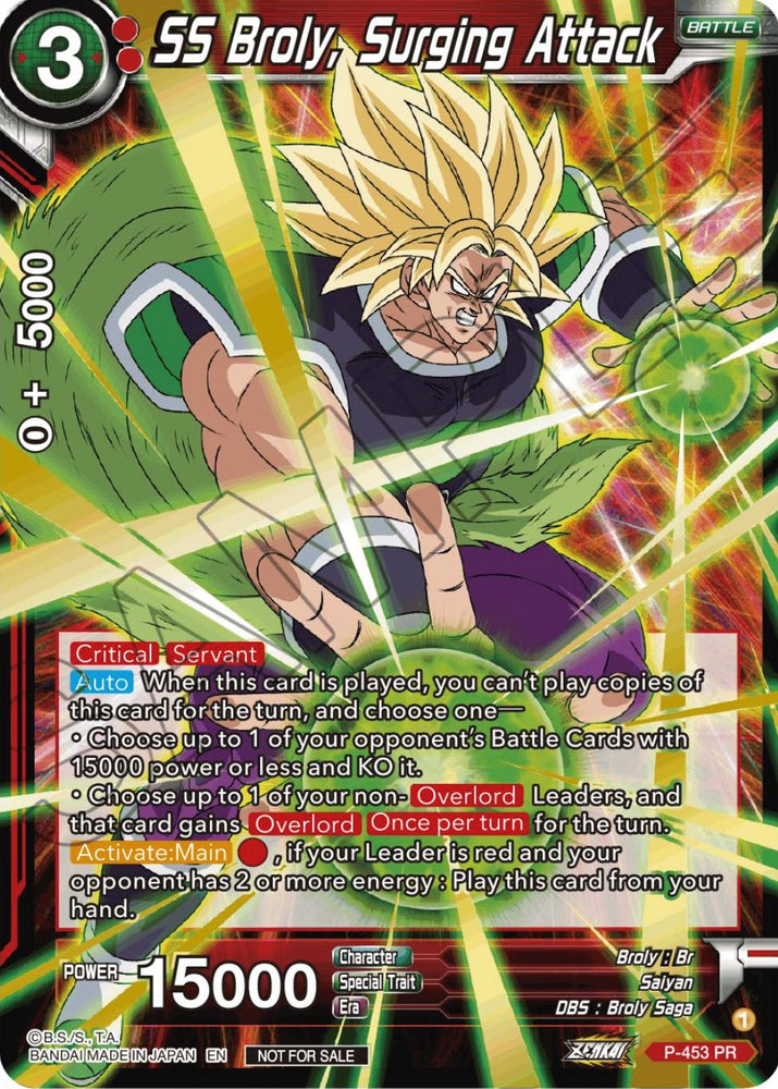 SS Broly, Surging Attack (Championship Selection Pack 2023 Vol.1) (Gold-Stamped) (P-453) [Tournament Promotion Cards] - PokeCharles PokeStore