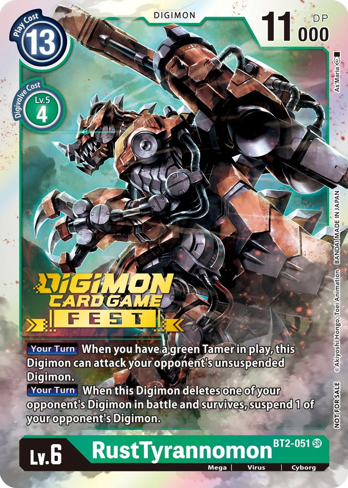 RustTyrannomon [BT2-051] (Digimon Card Game Fest 2022) [Release Special Booster Promos] - PokeCharles PokeStore