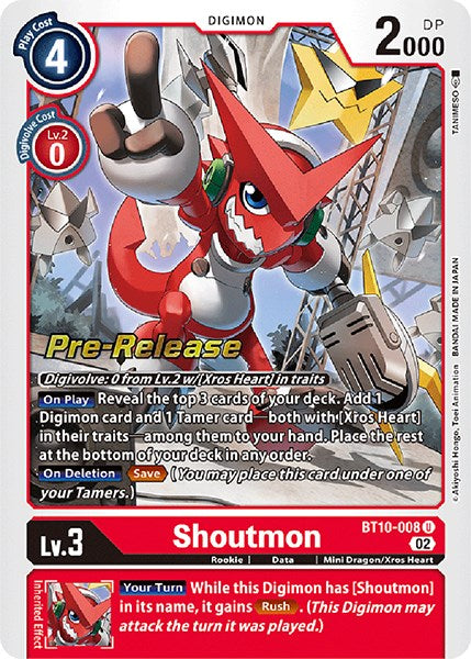 Shoutmon [BT10-008] [Xros Encounter Pre-Release Cards] - PokeCharles PokeStore