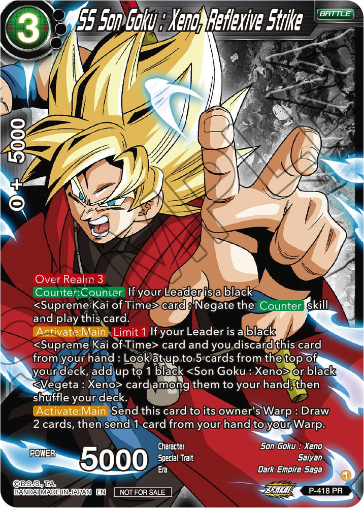 SS Son Goku: Xeno, Reflexive Strike (Zenkai Series Tournament Pack Vol.1 Winner) (P-418) [Tournament Promotion Cards] - PokeCharles PokeStore