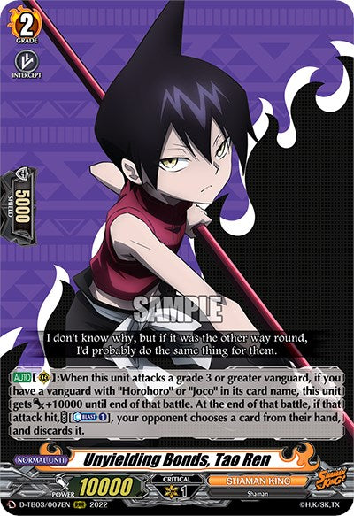 Unyielding Bonds, Tao Ren (D-TB03/007EN) [Shaman King] - PokeCharles PokeStore