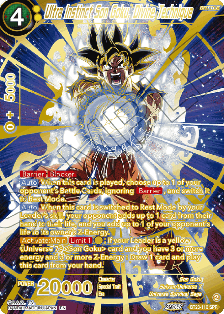 Ultra Instinct Son Goku, Divine Technique (SPR) (BT23-110) [Perfect Combination] - PokeCharles PokeStore