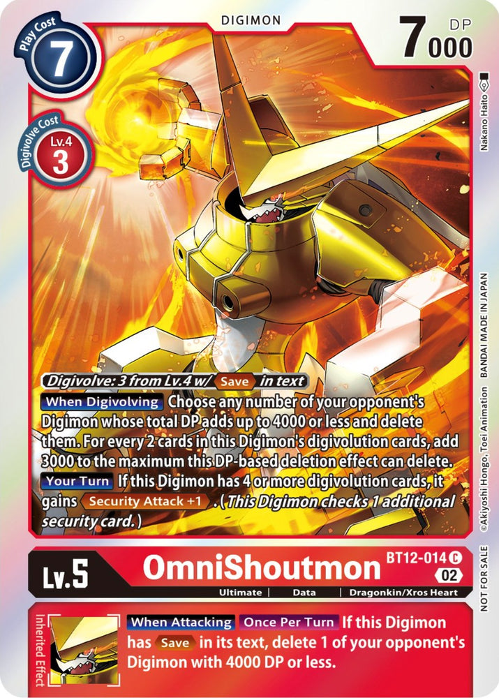 OmniShoutmon [BT12-014] (Box Topper) [Across Time] - PokeCharles PokeStore