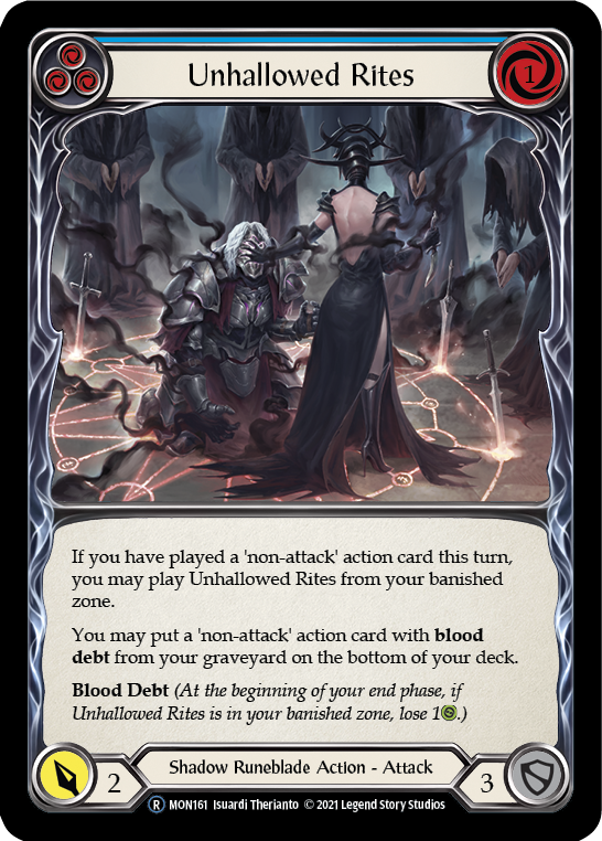 Unhallowed Rites (Blue) [U-MON161-RF] (Monarch Unlimited)  Unlimited Rainbow Foil - PokeCharles PokeStore
