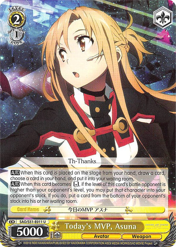 Today's MVP, Asuna (SAO/S51-E011 U) [Sword Art Online The Movie: -Ordinal Scale-] - PokeCharles PokeStore