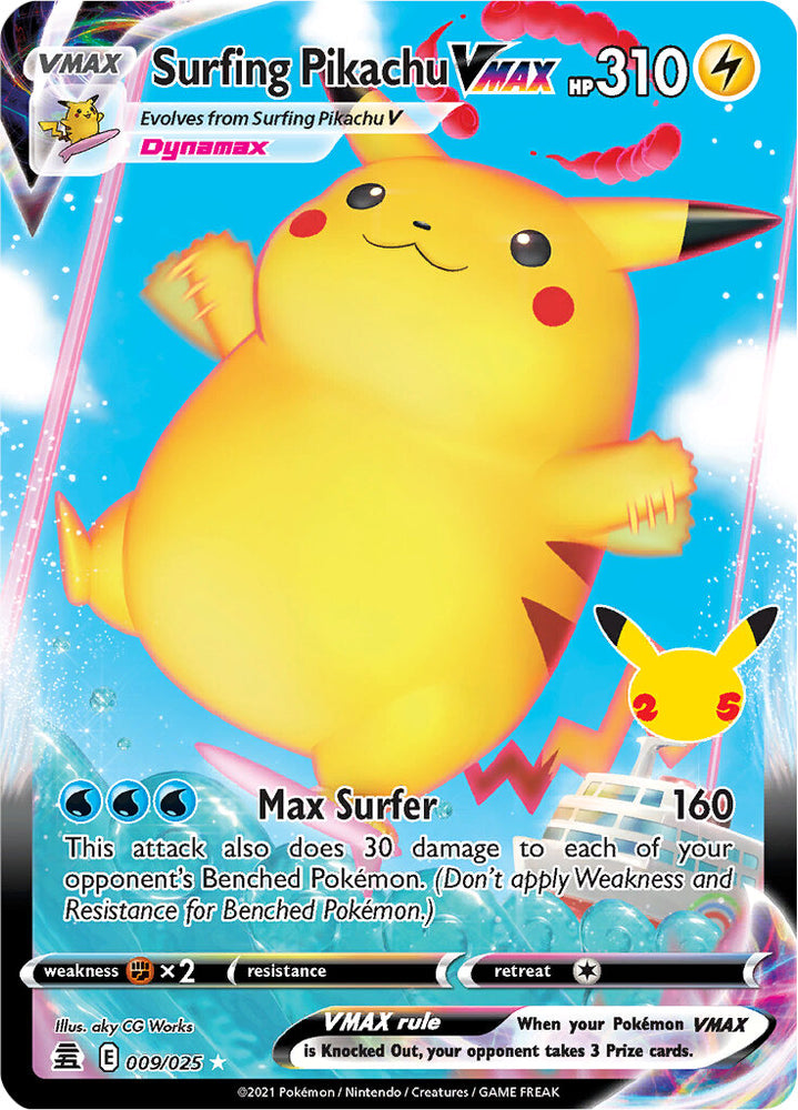 Surfing Pikachu VMAX (009/025) [Celebrations: 25th Anniversary] - PokeCharles PokeStore