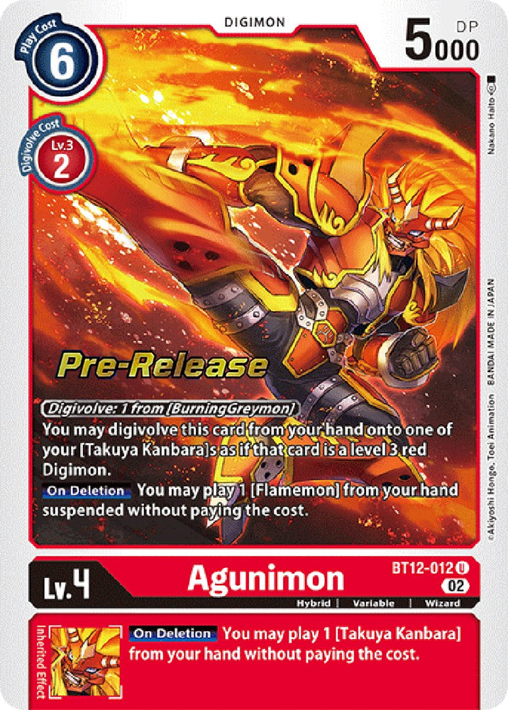 Agunimon [BT12-012] [Across Time Pre-Release Cards] - PokeCharles PokeStore