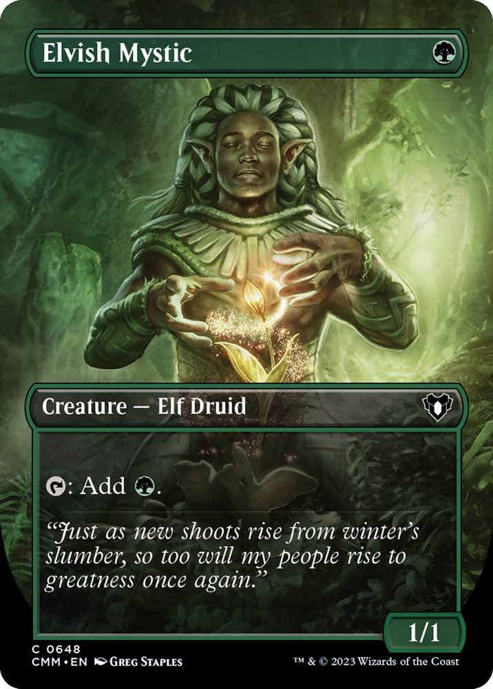 Elvish Mystic (Borderless Alternate Art) [Commander Masters] - PokeCharles PokeStore