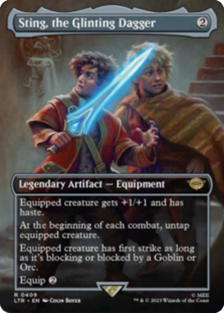 Sting, the Glinting Dagger (Borderless Alternate Art) [The Lord of the Rings: Tales of Middle-Earth] - PokeCharles PokeStore