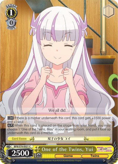 One of the Twins, Yui (BFR/S78-E021 C) [BOFURI: I Don't Want to Get Hurt, so I'll Max Out My Defense]