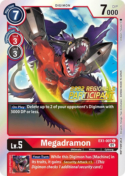 Megadramon [EX1-007] (2022 Championship Online Regional) (Online Participant) [Classic Collection Promos] - PokeCharles PokeStore