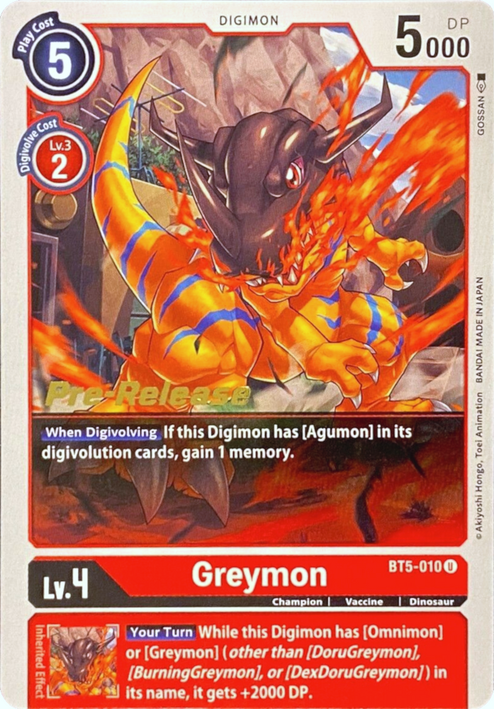 Greymon [BT5-010] [Battle of Omni Pre-Release Promos] - PokeCharles PokeStore