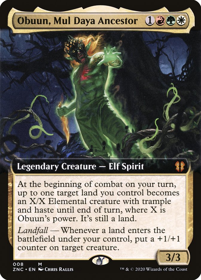 Obuun, Mul Daya Ancestor (Extended Art) [Zendikar Rising Commander] - PokeCharles PokeStore