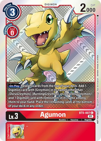Agumon [BT5-007] (New Awakening Pre-Release Tournament Winner Card) [New Awakening Pre-Release Promos] - PokeCharles PokeStore