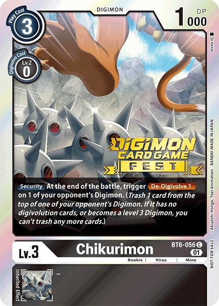 Chikurimon [BT6-056] (Digimon Card Game Fest 2022) [Double Diamond Promos] - PokeCharles PokeStore