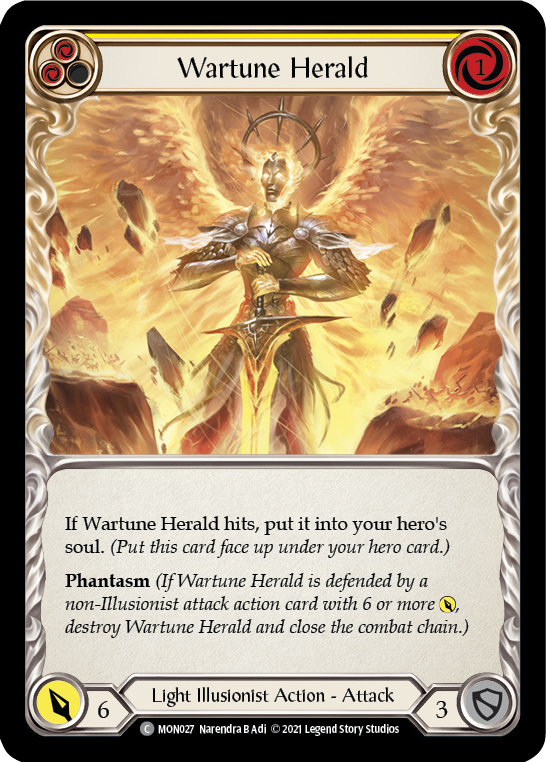 Wartune Herald (Yellow) [MON027-RF] (Monarch)  1st Edition Rainbow Foil - PokeCharles PokeStore