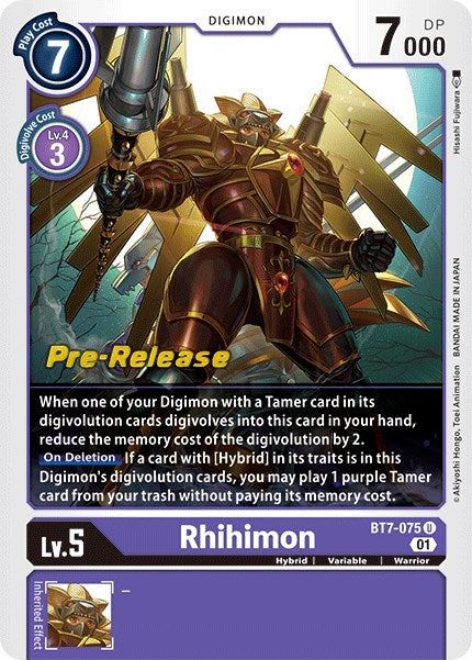 Rhihimon [BT7-075] [Next Adventure Pre-Release Cards] - PokeCharles PokeStore