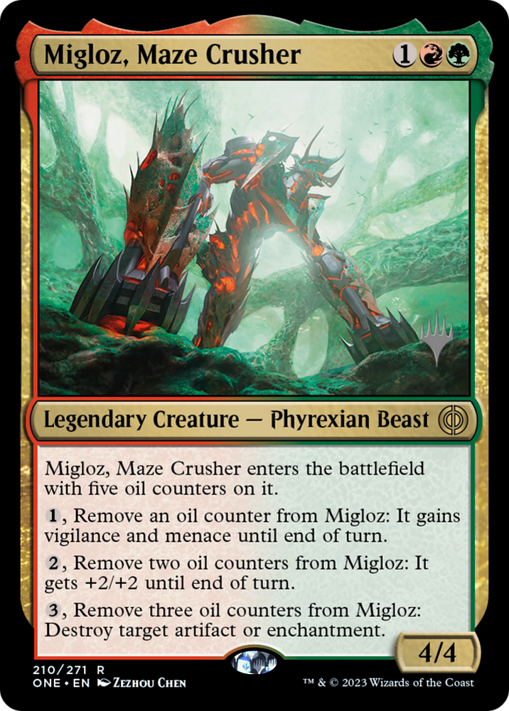 Migloz, Maze Crusher (Promo Pack) [Phyrexia: All Will Be One Promos] - PokeCharles PokeStore
