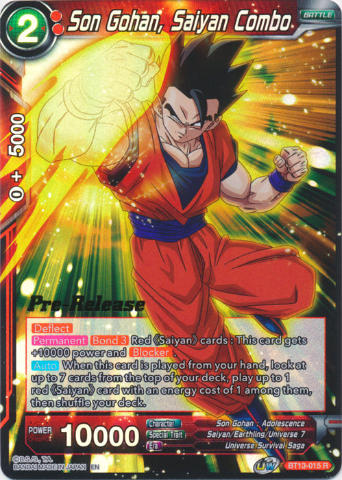 Son Gohan, Saiyan Combo (BT13-015) [Supreme Rivalry Prerelease Promos] - PokeCharles PokeStore
