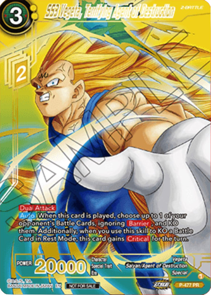SS3 Vegeta, Terrifying Agent of Destruction (Gold-Stamped) (P-477) [Tournament Promotion Cards] - PokeCharles PokeStore