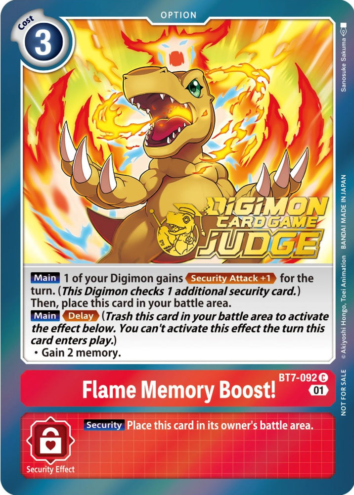 Flame Memory Boost! [BT7-092] (Judge Pack 3) [Next Adventure Promos] - PokeCharles PokeStore