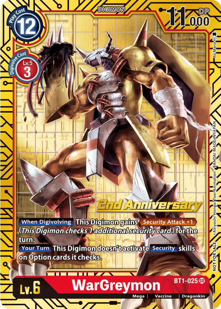 WarGreymon [BT1-025] (2nd Anniversary Card Set) [Release Special Booster Promos] - PokeCharles PokeStore