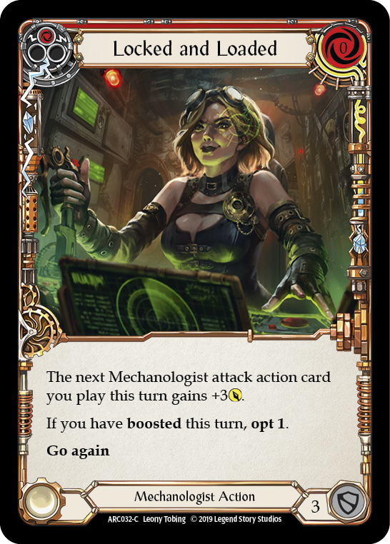 Locked and Loaded (Red) [ARC032-C] (Arcane Rising)  1st Edition Rainbow Foil - PokeCharles PokeStore