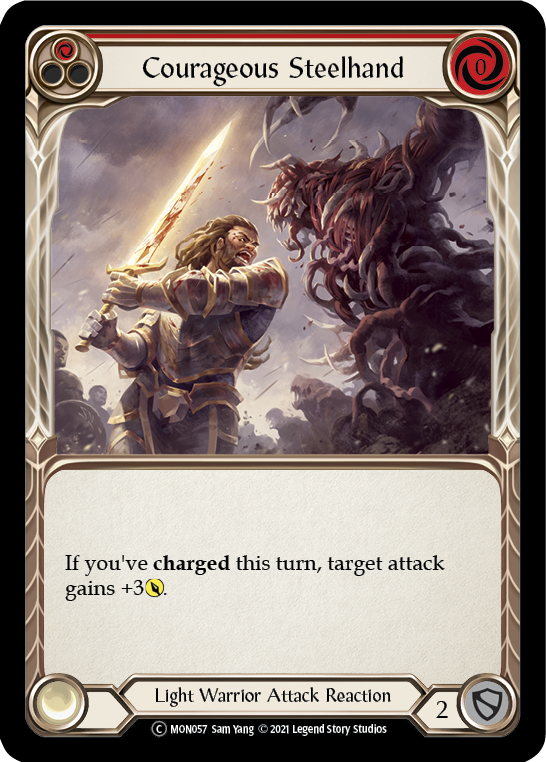 Courageous Steelhand (Red) [U-MON057-RF] (Monarch Unlimited)  Unlimited Rainbow Foil - PokeCharles PokeStore