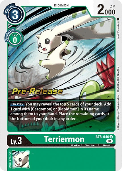 Terriermon [BT8-046] [New Awakening Pre-Release Cards] - PokeCharles PokeStore