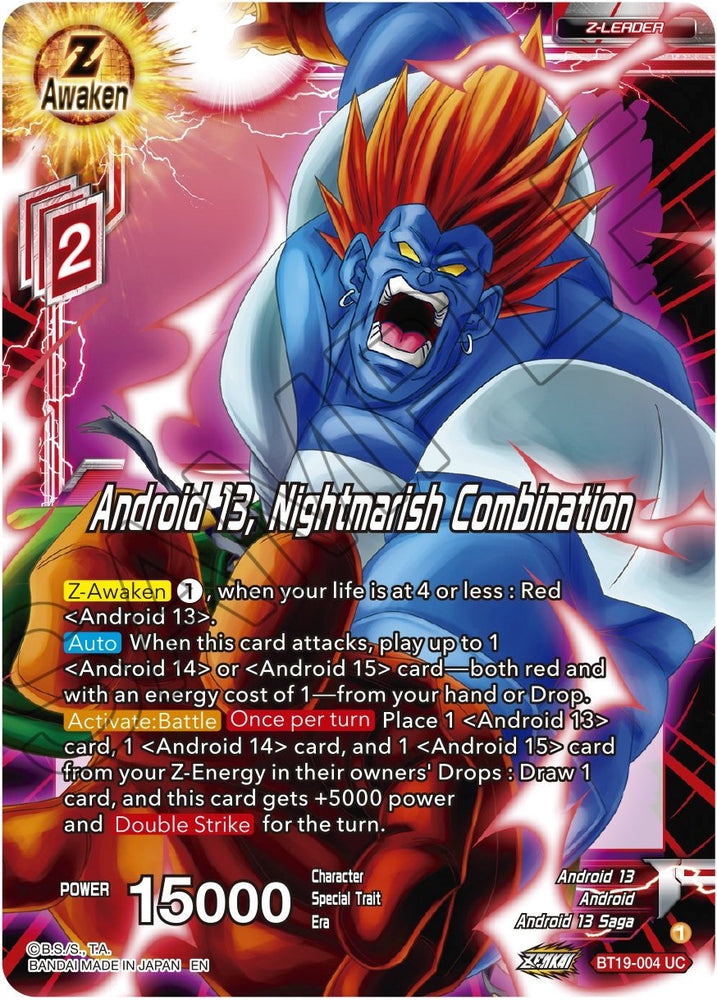 Android 13, Nightmarish Combination (BT19-004) [Fighter's Ambition] - PokeCharles PokeStore
