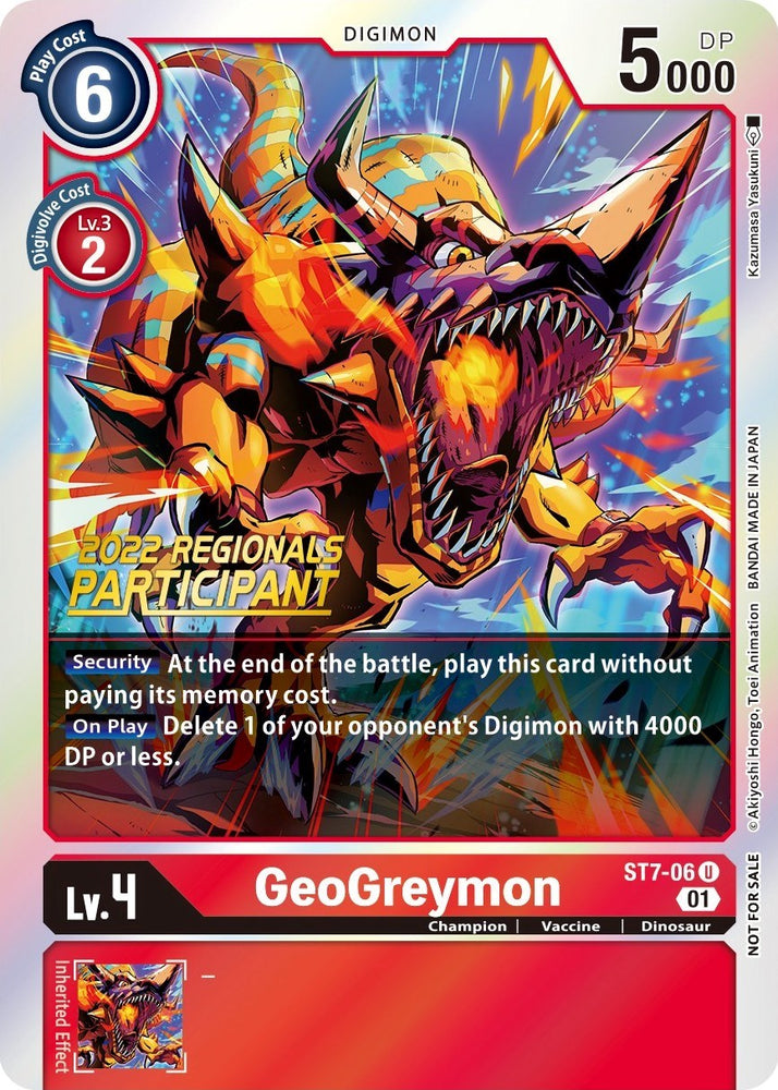 GeoGreymon [ST7-06] (2022 Championship Offline Regional) (Online Participant) [Starter Deck: Gallantmon Promos] - PokeCharles PokeStore
