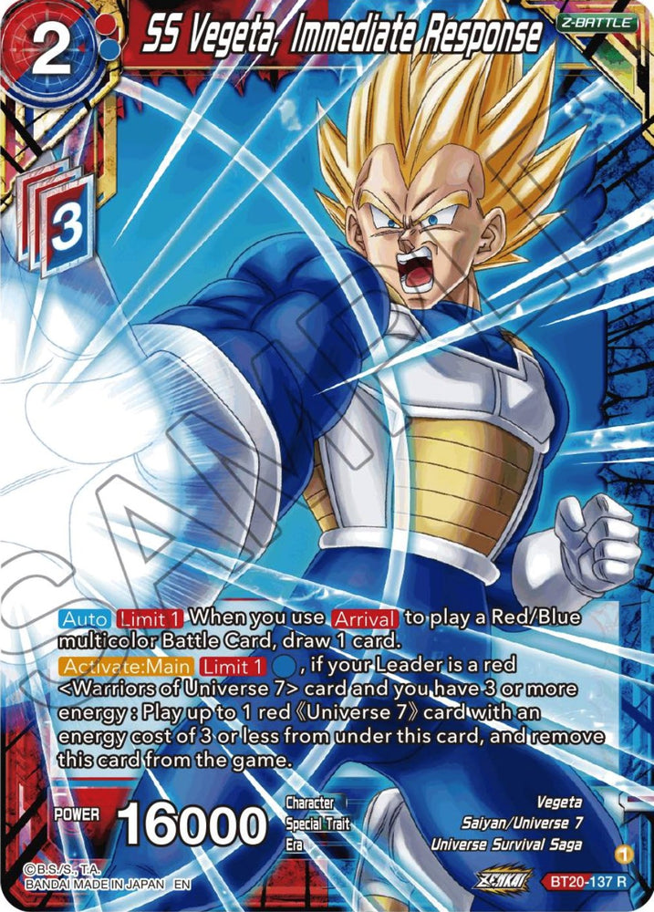 SS Vegeta, Immediate Response (BT20-137) [Power Absorbed] - PokeCharles PokeStore