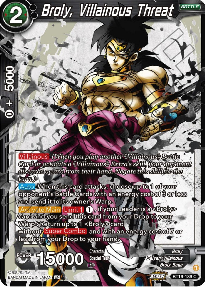 Broly, Villainous Threat (BT19-139) [Fighter's Ambition] - PokeCharles PokeStore