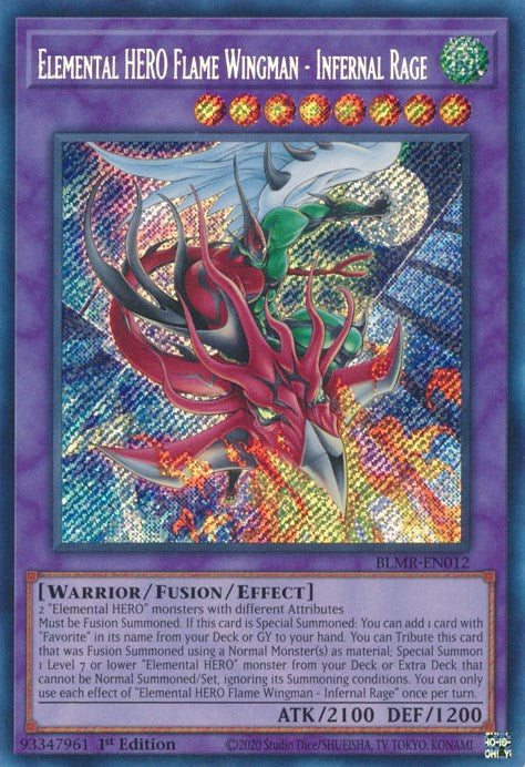 Elemental HERO Flame Wingman - Infernal Rage [BLMR-EN012] Secret Rare - PokeCharles PokeStore