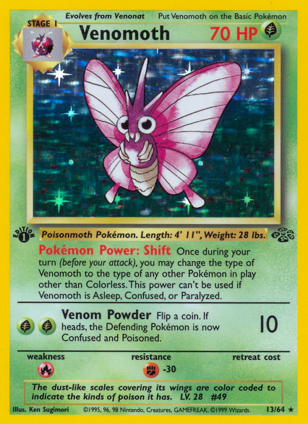 Venomoth (13/64) [Jungle 1st Edition] - PokeCharles PokeStore